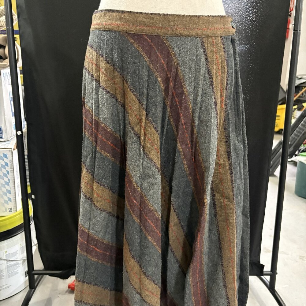 Vintage Wool Pleated Midi Skirt